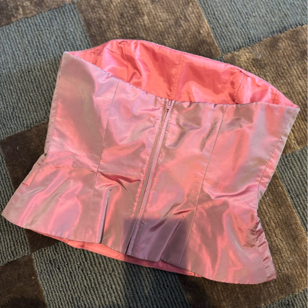 Vintage Kay Unger Coral Silk Corset Top - Picture 2 of 4